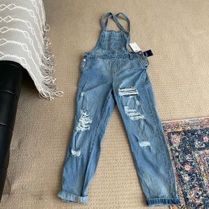 Forever 21 Distressed Denim Overalls